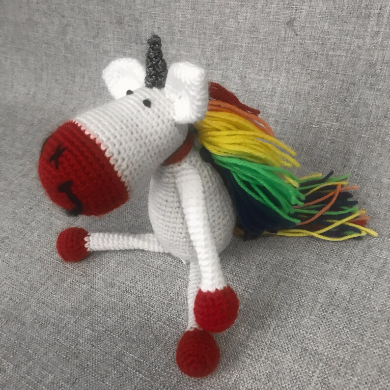 Rainbow Unicorn Amigurumi Doll, Custom Colors, Unicorn Plush Pal image 1