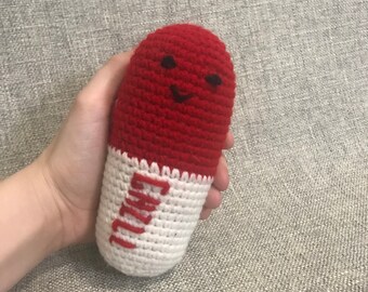 Chill Pill Crochet Plush Toy, Stress Relief Toy