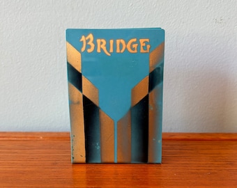 Vintage Plastic Bridge Art Deco Playing Card Case, Retro Antique Card Case