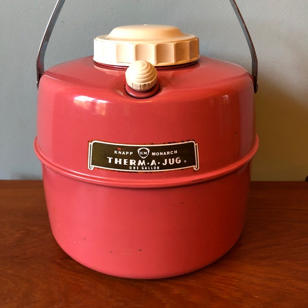 Vintage Pink Knapp Monarch Therm A Jug With Cup, One Gallon Mid Century Modern Pink Thermos