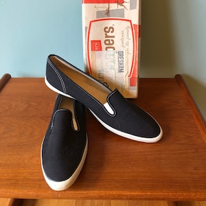 Vintage Sears Jeepers Size 9 1/2N Women&#39;s Black Slip-On, Retro Jeepers 57371, In Original Box