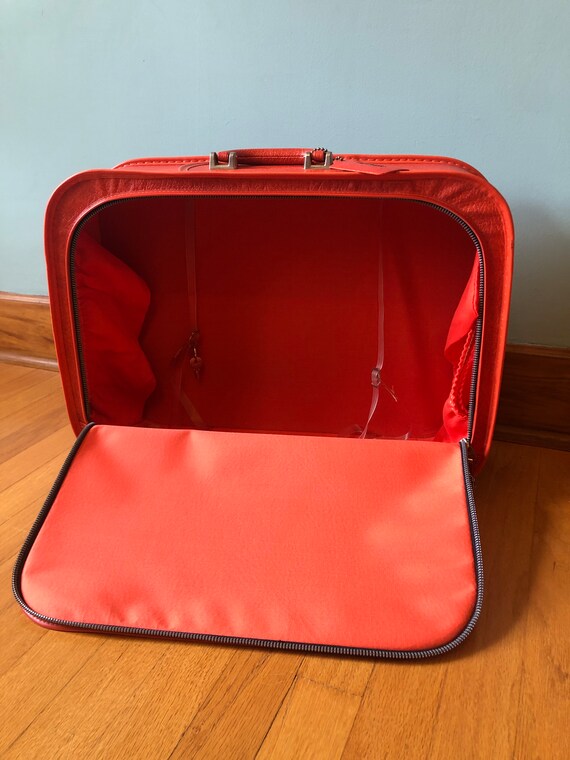 Vintage Retro Vinyl Red Suitcase, JcPenney Mid Ce… - image 6