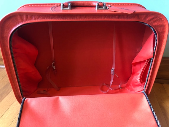 Vintage Retro Vinyl Red Suitcase, JcPenney Mid Ce… - image 7