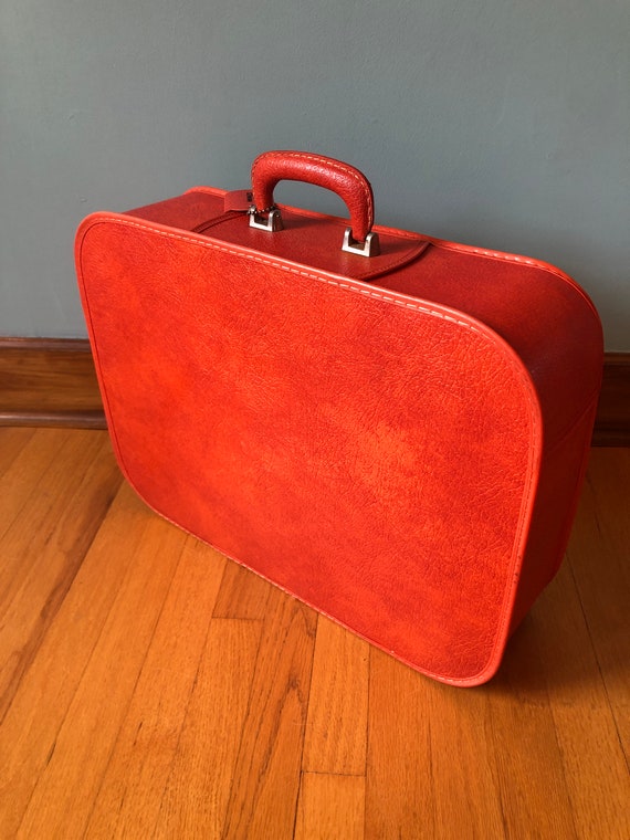 Vintage Retro Vinyl Red Suitcase, JcPenney Mid Ce… - image 4