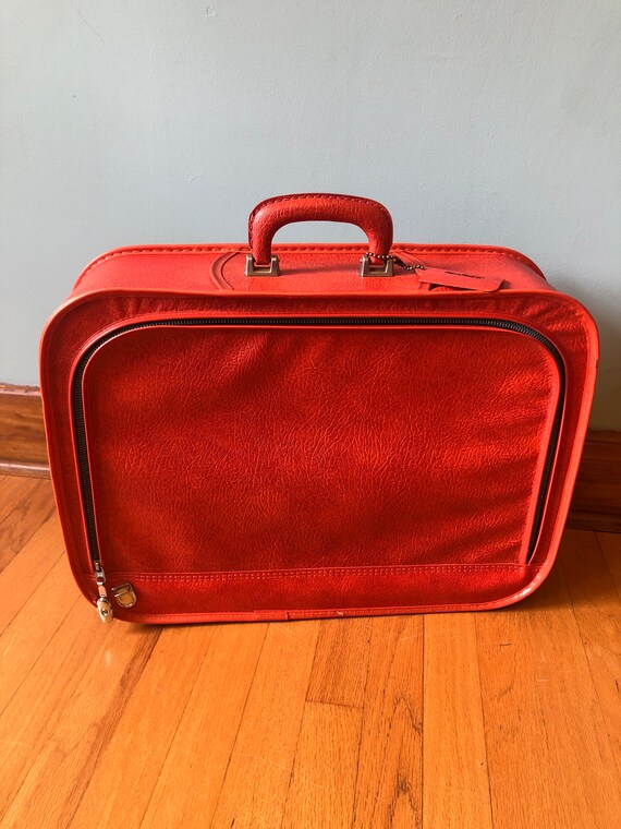 Vintage Retro Vinyl Red Suitcase, JcPenney Mid Ce… - image 10