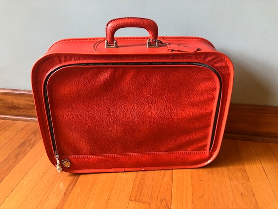 Vintage Retro Vinyl Red Suitcase, JcPenney Mid Ce… - image 3