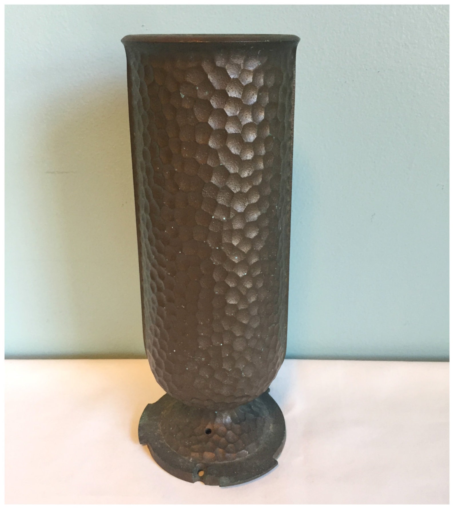 Vintage Antique Hammered Metal Cemetery Vase Retro Graveyard Etsy