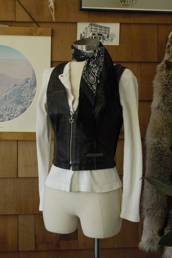 1990's Women's Leather Harley Davidson Vest