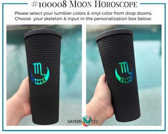 CUSTOM Moon Horoscope, Astrology, Matte Studded 24oz Screw Top Tumbler, Double Walled Insulated, Sayers & Co.
