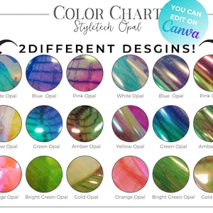 Style-tech Opal Adhesive Vinyl DIGITAL Download Color Chart, 100% customizable and editable in Canva, custom color chart