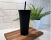 22oz Acrylic Matte Black blank Cold Cup Tumbler with black straw, wholesale 