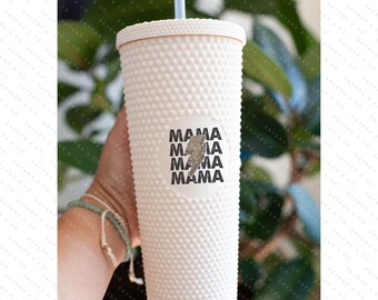 Mama Leopard Bolt Matte Studded 24oz Screw Top Tumbler, Double Walled Insulated Sayers & Co. #100172