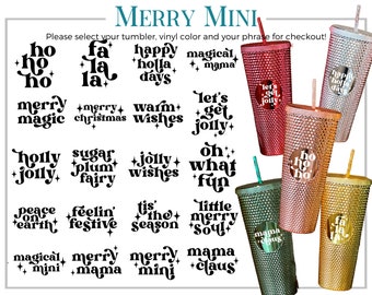 Custom Merry Mini Studded 24oz Screw Top Tumbler, Double Walled Insulated Matte Black, Matte Coral, Sayers & Co., Wholesale, Bulk