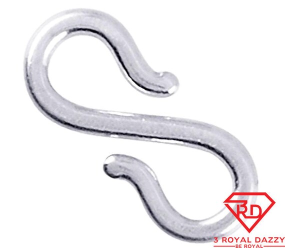 Large handmade solid sterling silver s-hook clasp component findings repair 13mm