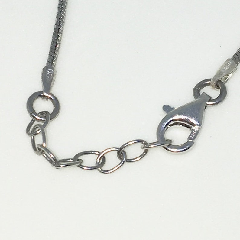 Brand New White Gold on 925 Solid Sterling Silver 16 inch Peach Beads on Snake chain Necklace with Lobster Claw Clasp and Extension