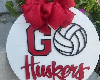 Husker Volleyball Door Hanger, Husker Door Sign, Nebraska Door Hanger, Husker sports, Husker basketball, Husker Baseball door sign