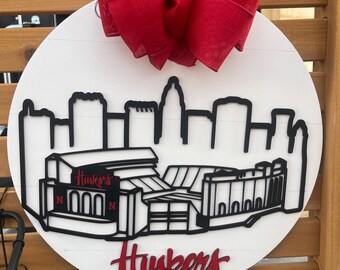 Memorial Stadium Door Hanger, Husker Door Sign- Nebraska Door hanger