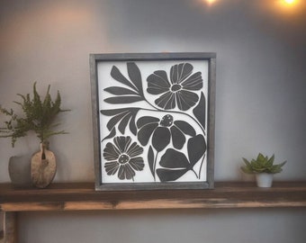 Abstract Floral - Floral Decor - Wood Abstract Decor - Home Decor - Floral Print - Wood Floral Art - Abstract Wood Sign