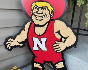 Husker Herbie Door Hanger, Husker Wrestling, Husker door hanger, Nebraska Door Hanger, Nebraska decor, Herbie Husker decor, Wrestling decor