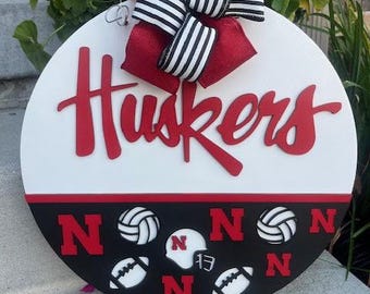 Husker Sport Door Hanger, Husker Door Sign, Football Door Sign, Nebraska Door Hanger, Fall Door Hanger, Husker Volleyball Sign