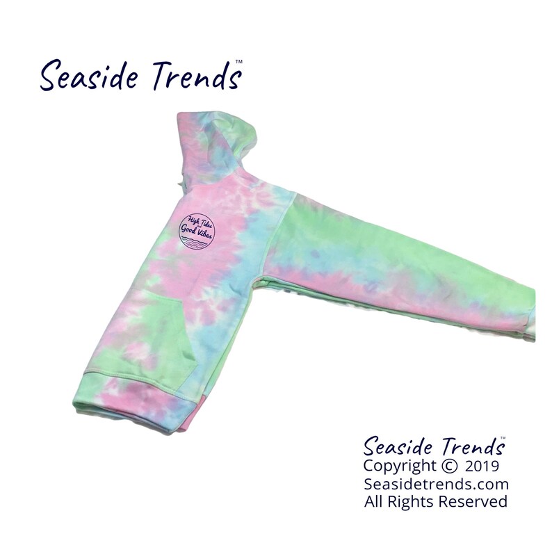 High Tides /& Good Vibes Pastel Tie-Dye Hoodie