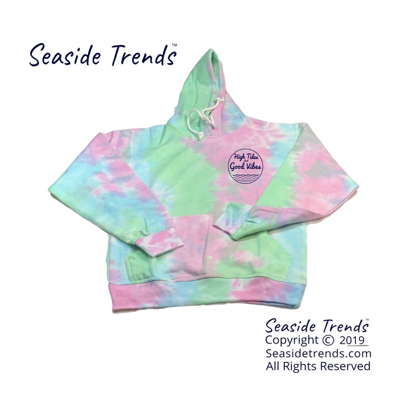 High Tides /& Good Vibes Pastel Tie-Dye Hoodie