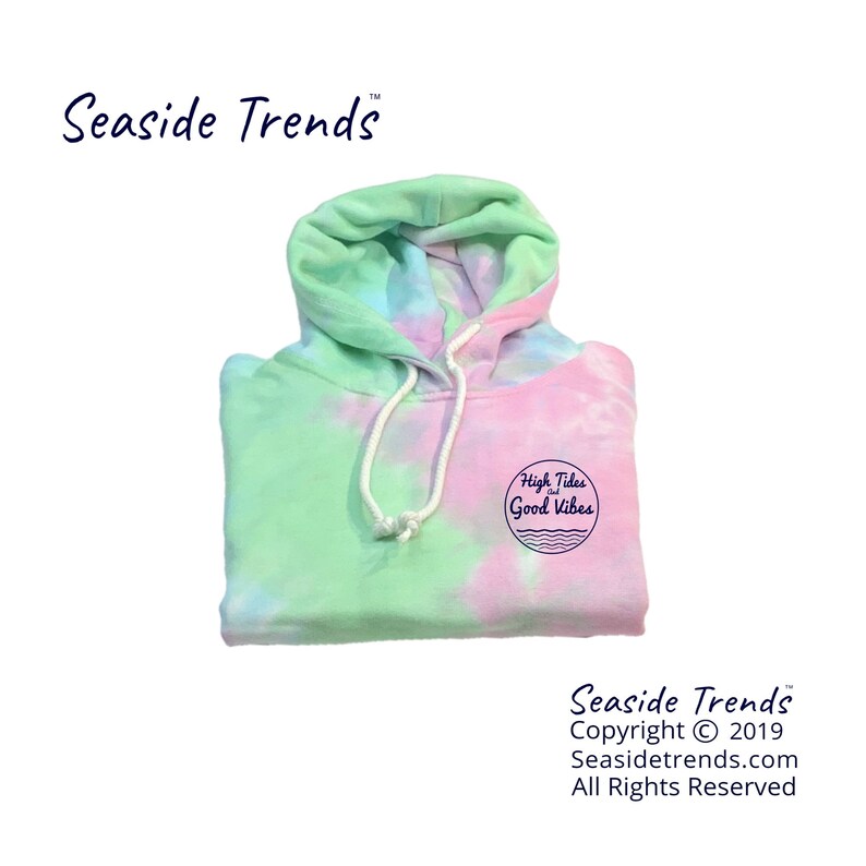High Tides /& Good Vibes Pastel Tie-Dye Hoodie