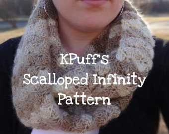 crochet infinity scarf pattern, crochet scarf pattern, crochet pattern, scarf pattern, infinity pattern, scallop stitch