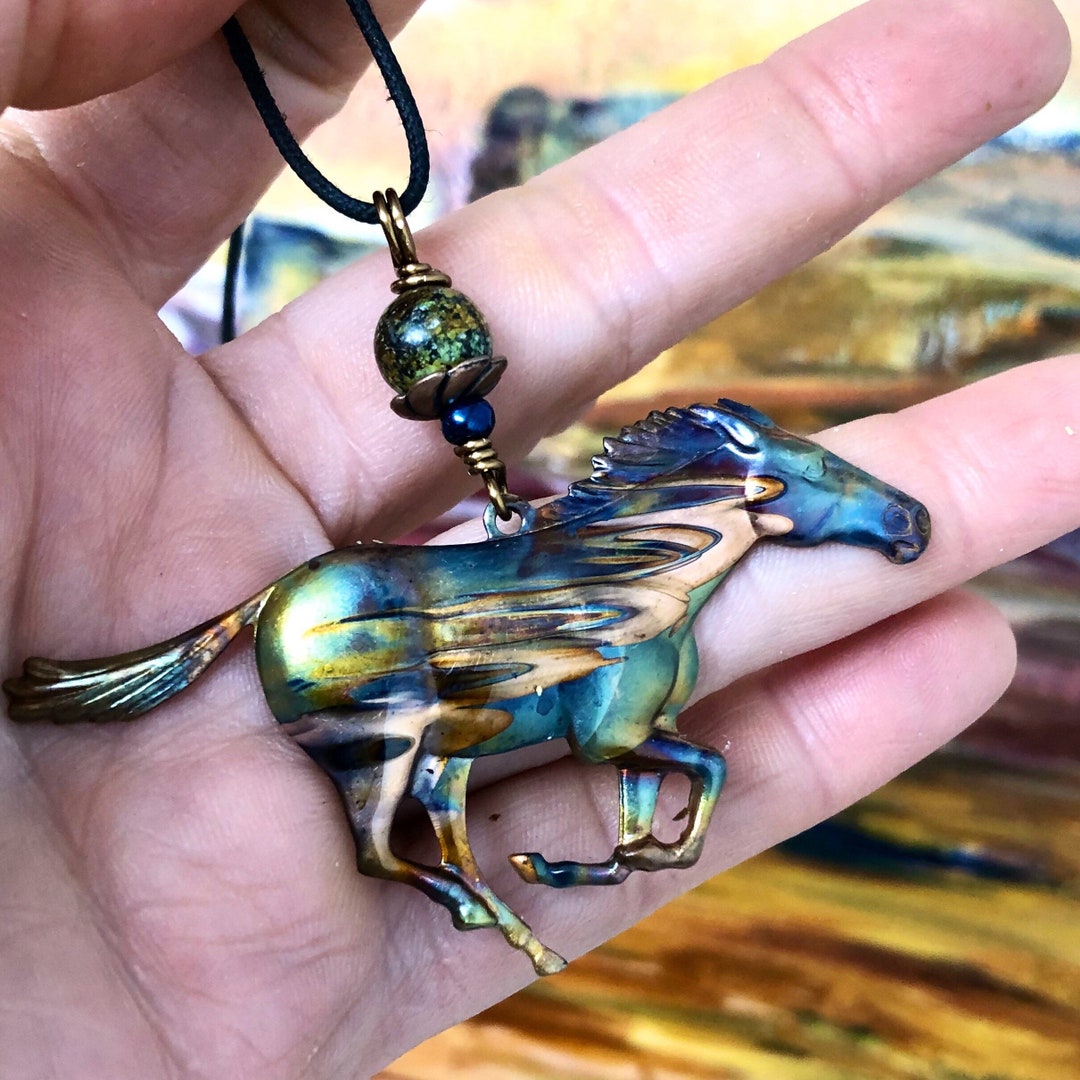 Horse Necklace Copper Horse Pendant Horse Lover Jewelry Mustang