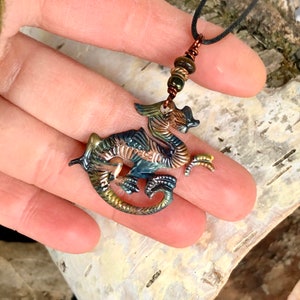 Dragon Necklace - Copper Dragon Pendant - Chinese Luck Dragon - 7th Anniversary Lucky Gift - Copper Jewelry - Adjustable Necklace - Comicon