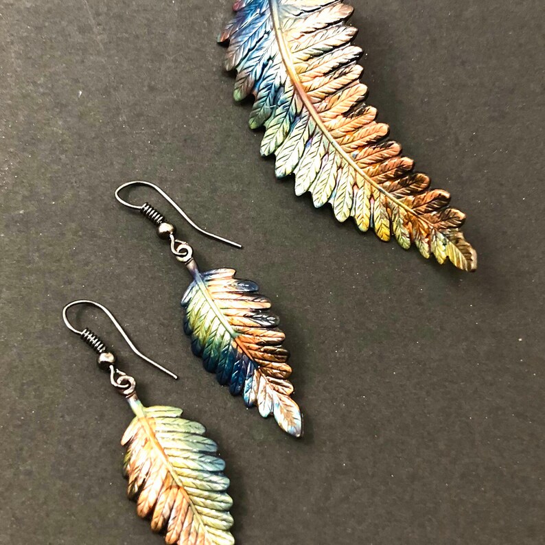 Fern Leaf Earrings Leaf Earrings Ferns Jewelry Copper Etsy