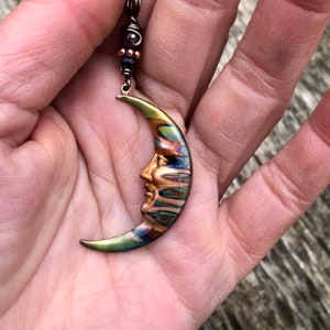 Moon Necklace - Copper Moon Pendant Necklace - Crescent Moon Necklace - New Moon - Copper Anniversary Gift - Moon Jewelry