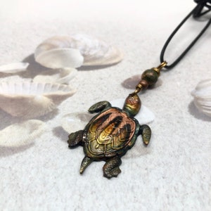 Sea Turtle Necklace - Copper Turtle Pendant Necklace - Turtle Jewelry - SeaTurtles Necklace - Turtle Lover - Ocean Jewelry -