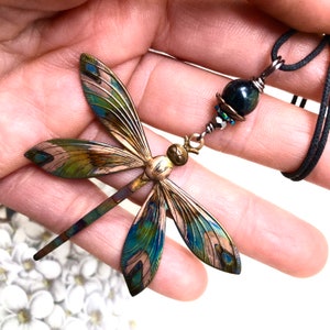 Dragonfly Necklace - Copper Dragonfly Pendant - Nature Jewelry - Adjustable Necklace - Large Dragonfly Statement Jewelry - Layering Necklace