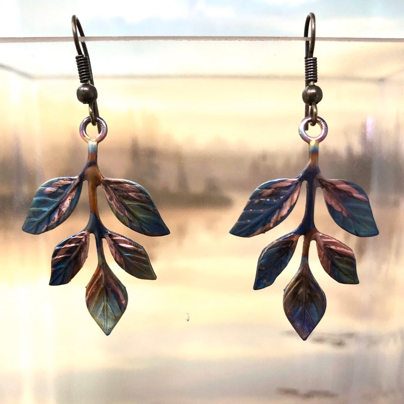 Leaf Earrings Copper Leaves Earrings Leaf Jewelry Copper Etsy