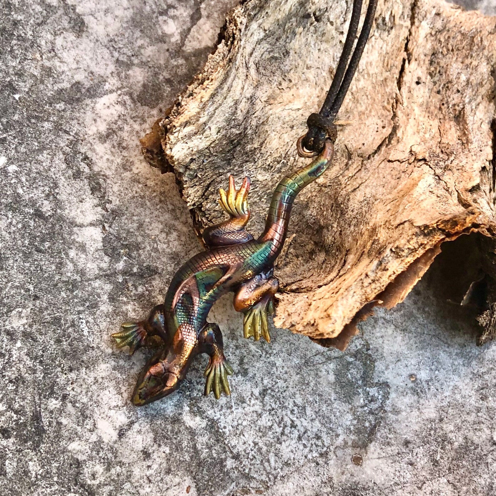 Lizard Necklace Copper Lizard Choker Reptile Jewelry Etsy
