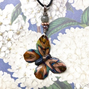 Butterfly Necklace - Copper Pendant Necklace - Nature Jewelry - Adjustable Necklace - Garden Butterflies Jewelry - Layering Necklace