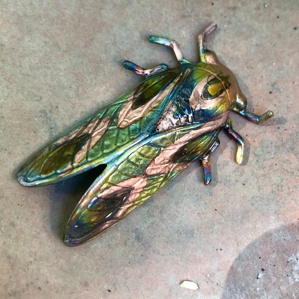Cicada Pin - Copper Cicada Brooch - Brood X Cicada Jewelry - Brood X Pin - Cicadas Garden Jewelry - Copper Cicada Pin - Cicada Lovers Gift