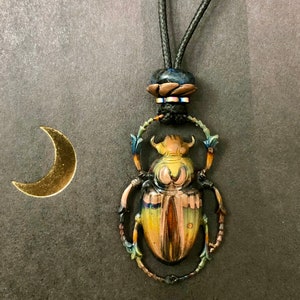 Scarab Beetle Necklace - Copper Egyptian Scarab Choker - Egyptian Jewelry - Copper Beetles Pendant - Flame Colored Steampunk Jewelry- Goth