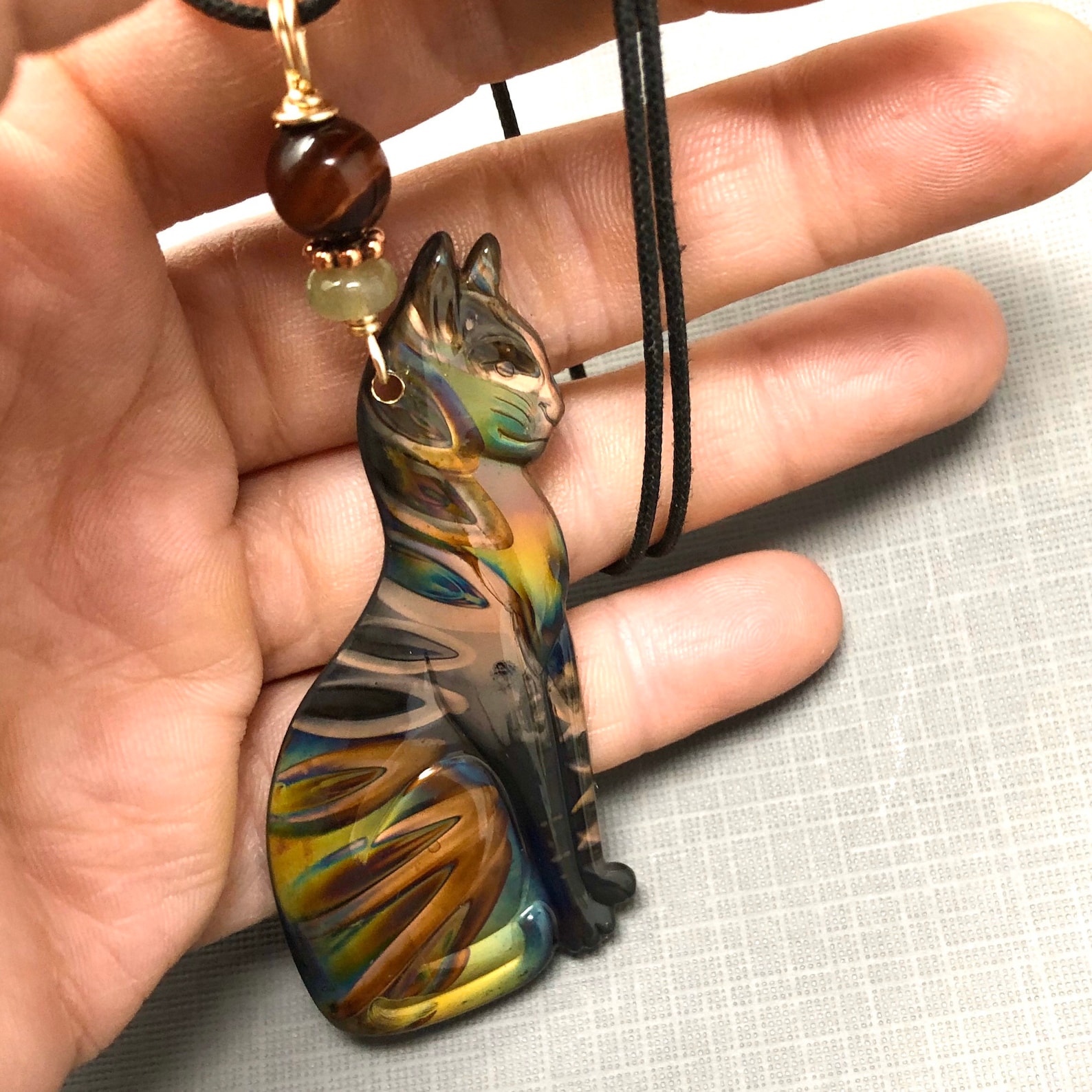 Cat Necklace Copper Pendant Necklace Cat Jewelry Animal Etsy