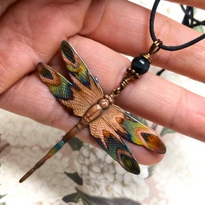 Dragonfly Necklace - Copper Dragonfly Pendant - Dragonfly Jewelry - Adjustable Necklace - Garden Dragonflies Jewelry - Layering Necklace