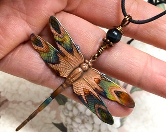 Dragonfly Necklace - Copper Dragonfly Pendant - Dragonfly Jewelry - Adjustable Necklace - Garden Dragonflies Jewelry - Layering Necklace