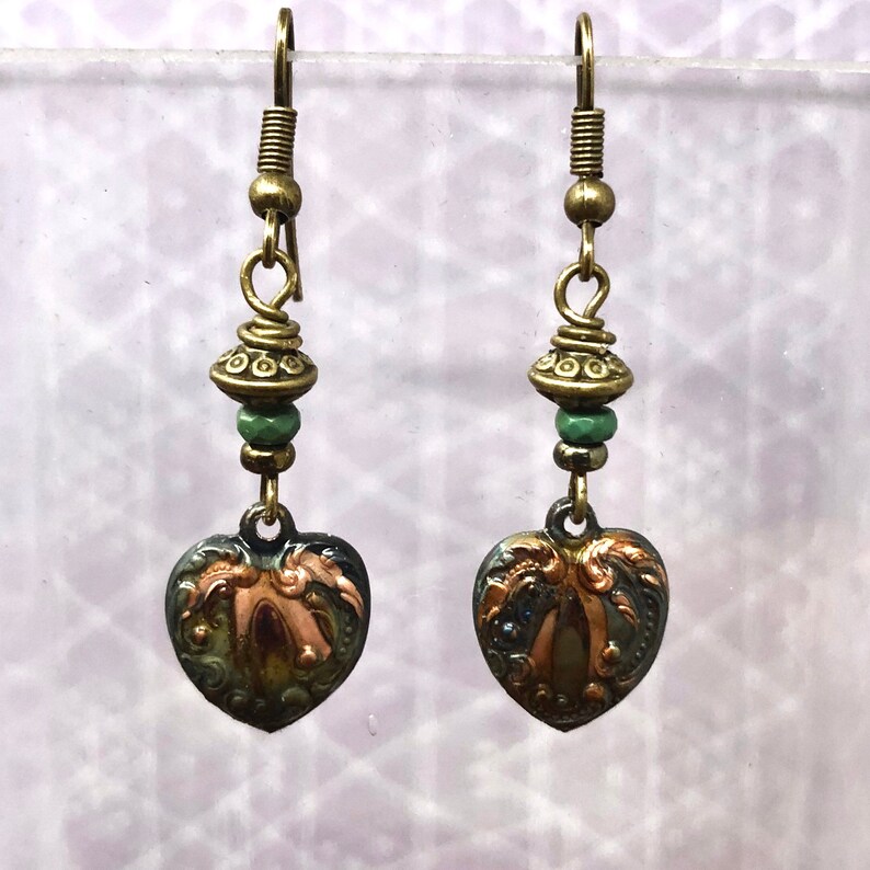 Heart Earrings Copper Jewelry Vintage Heart Jewelry Etsy