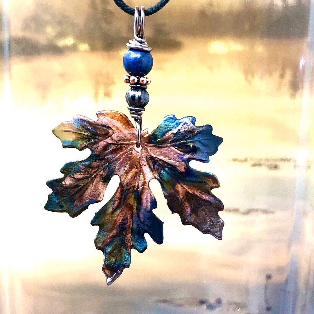 Maple Leaf Necklace Copper Leaf Pendant Necklace Leaf Jewelry Layering Necklace Nature Jewelry
