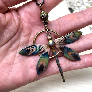 Dragonfly Necklace - Copper Dragonfly Pendant - Remembrance Jewelry -  Memorial Gift - Copper Dragon fly Lovers - Statement Necklace