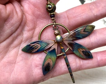 Dragonfly Necklace - Copper Dragonfly Pendant - Remembrance Jewelry -  Memorial Gift - Copper Dragon fly Lovers - Statement Necklace
