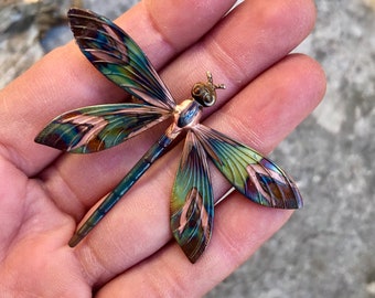 Dragonfly Pin - Copper Dragonfly Pin - Dragon Fly Jewelry - Copper Dragonflies - Dragonfly Memorial Gift - Insect Pin - Bug Jewelry