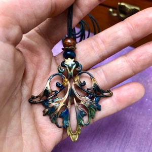 Leaf Necklace - Art Deco - Copper Pendant Necklace - Filigree Jewelry - Choker - Layering Necklace - Nature Jewelry - Adjustable Necklace