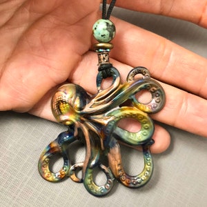 Octopus Necklace - Copper Octopus Necklace - Flame Patina Octopus - Kraken Jewelry - Kracken Necklace - Steam Punk - Pirate Necklace -