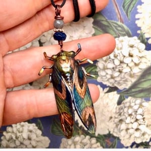 Cicada Necklace - Copper Cicada Pendant  - Brood X Cicada Jewelry - Layering Necklace - Cicadas Garden Jewelry - Adjustable Necklace